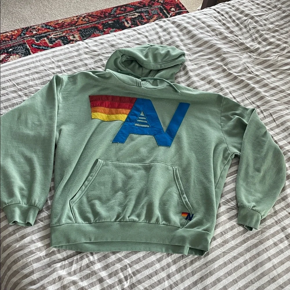 Aviator Nation set  logo Stitch Relaxed hoodie and sweatpants in Sage - Picture 2 of 10